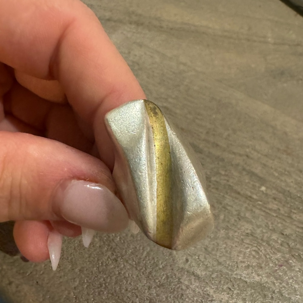 Antonio Pineda Taxco Mexican 2-tone 925 Silver Modernist Ring 29g Sz 6.5